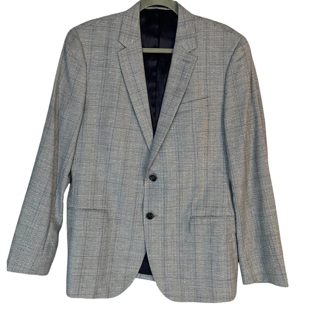 Reiss Men Buckingham Sport Coat 42 Grey Wool Linen Blazer Jacket